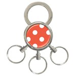 Polka Dots - White on Tomato Red 3-Ring Key Chain