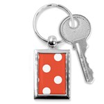 Polka Dots - White on Tomato Red Key Chain (Rectangle)