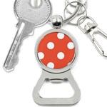 Polka Dots - White on Tomato Red Bottle Opener Key Chain