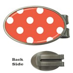Polka Dots - White on Tomato Red Money Clip (Oval)