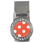 Polka Dots - White on Tomato Red Money Clip (CZ)