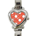 Polka Dots - White on Tomato Red Heart Italian Charm Watch