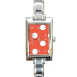 Polka Dots - White on Tomato Red Rectangle Italian Charm Watch