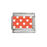 Polka Dots - White on Tomato Red Italian Charm (9mm)