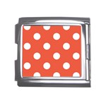 Polka Dots - White on Tomato Red Mega Link Italian Charm (18mm)