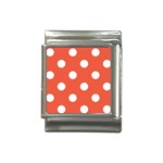 Polka Dots - White on Tomato Red Italian Charm (13mm)