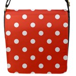 Polka Dots - White on Tomato Red Flap Closure Messenger Bag (S)