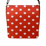 Polka Dots - White on Tomato Red Flap Closure Messenger Bag (L)