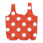 Polka Dots - White on Tomato Red Full Print Recycle Bag (L)