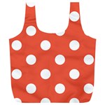 Polka Dots - White on Tomato Red Full Print Recycle Bag (XL)