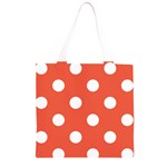 Polka Dots - White on Tomato Red Grocery Light Tote Bag