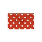 Polka Dots - White on Tomato Red Cosmetic Bag (S)