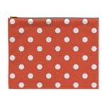 Polka Dots - White on Tomato Red Cosmetic Bag (XL)