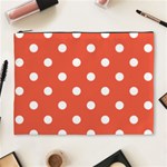 Polka Dots - White on Tomato Red Cosmetic Bag (XL)