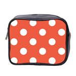 Polka Dots - White on Tomato Red Mini Toiletries Bag (Two Sides)