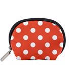 Polka Dots - White on Tomato Red Accessory Pouch (Small)