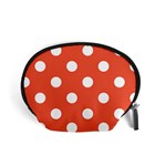 Polka Dots - White on Tomato Red Accessory Pouch (Small)