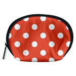 Polka Dots - White on Tomato Red Accessory Pouch (Medium)