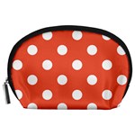 Polka Dots - White on Tomato Red Accessory Pouch (Large)