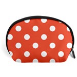 Polka Dots - White on Tomato Red Accessory Pouch (Large)