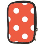 Polka Dots - White on Tomato Red Compact Camera Leather Case