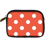 Polka Dots - White on Tomato Red Digital Camera Leather Case