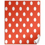 Polka Dots - White on Tomato Red Canvas 16  x 20 