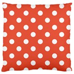 Polka Dots - White on Tomato Red Large Flano Cushion Case (Two Sides)