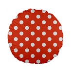 Polka Dots - White on Tomato Red Standard 15  Premium Flano Round Cushion