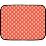 Polka Dots - White on Tomato Red Fleece Blanket (Mini)