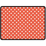 Polka Dots - White on Tomato Red Fleece Blanket (Large) (One Side)