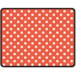 Polka Dots - White on Tomato Red Fleece Blanket (Medium) (One Side)