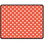 Polka Dots - White on Tomato Red Double Sided Fleece Blanket (Medium) (Two Sides)