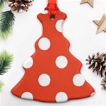 Polka Dots - White on Tomato Red Ornament (Christmas Tree)