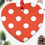 Polka Dots - White on Tomato Red Ornament (Heart)