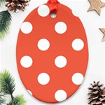 Polka Dots - White on Tomato Red Ornament (Oval)