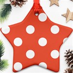 Polka Dots - White on Tomato Red Star Ornament (Two Sides)
