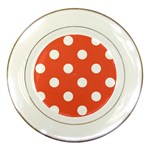 Polka Dots - White on Tomato Red Porcelain Plate