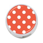 Polka Dots - White on Tomato Red 4-Port USB Hub (One Side)