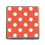 Polka Dots - White on Tomato Red Memory Card Reader (Square)