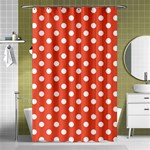 Polka Dots - White on Tomato Red Shower Curtain 48  x 72  (Small)