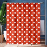 Polka Dots - White on Tomato Red Shower Curtain 60  x 72  (Medium)
