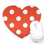 Polka Dots - White on Tomato Red Heart Mousepad