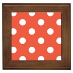 Polka Dots - White on Tomato Red Framed Tile