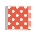 Polka Dots - White on Tomato Red 4 x 4  Acrylic Photo Block