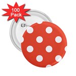 Polka Dots - White on Tomato Red 2.25  Button (100 pack)