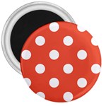 Polka Dots - White on Tomato Red 3  Magnet