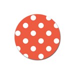 Polka Dots - White on Tomato Red Magnet 3  (Round)