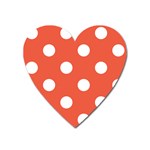 Polka Dots - White on Tomato Red Magnet (Heart)