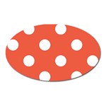 Polka Dots - White on Tomato Red Magnet (Oval)